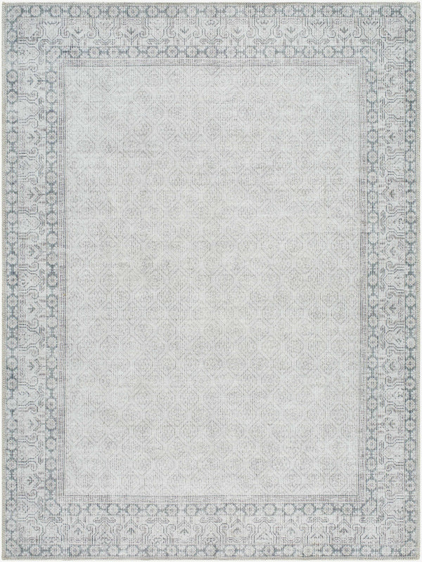 Rainier Cottage Border Gray Washable Rug | Our PNW Home X Livabliss