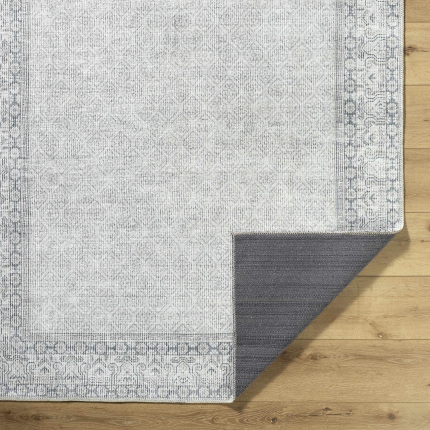 Rainier Cottage Border Gray Washable Rug | Our PNW Home X Livabliss