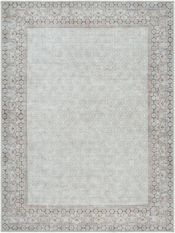 Rainier Cottage Border Beige Washable Rug | Our PNW Home X Livabliss