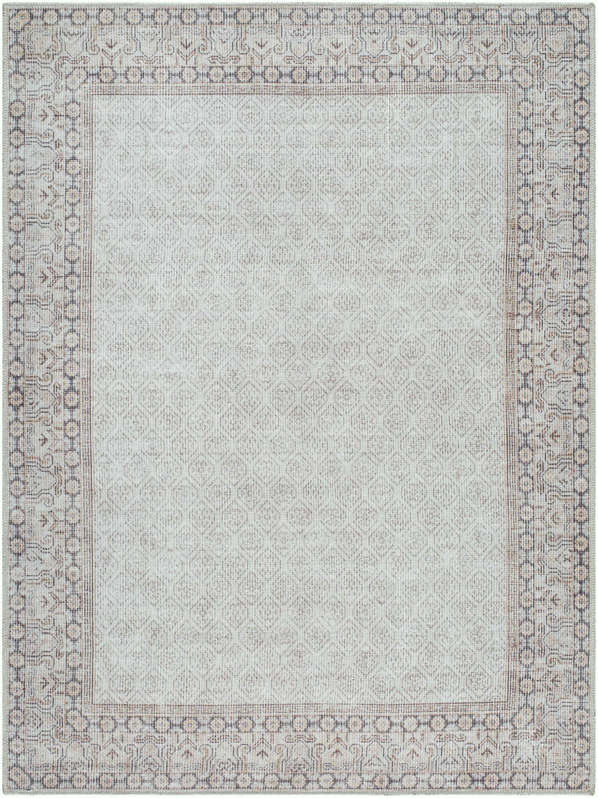 Rainier Cottage Border Beige Washable Rug | Our PNW Home X Livabliss