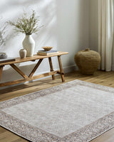 Rainier Cottage Border Beige Washable Rug | Our PNW Home X Livabliss