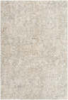 Close-up of the Carlyn Area Rug. Cream, light sage, and slate floral pattern on a tan, machine-woven polyester rug. Design-Rectangle-6796