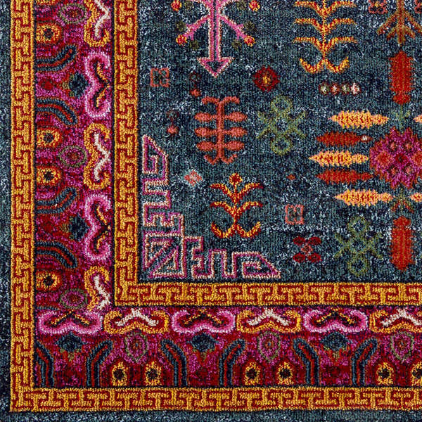 Sample Cleveland Colorful Traditional Area Rug - Teal, Aqua, Navy