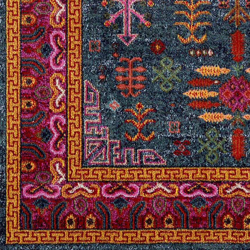 Sample Cleveland Colorful Traditional Area Rug - Teal, Aqua, Navy