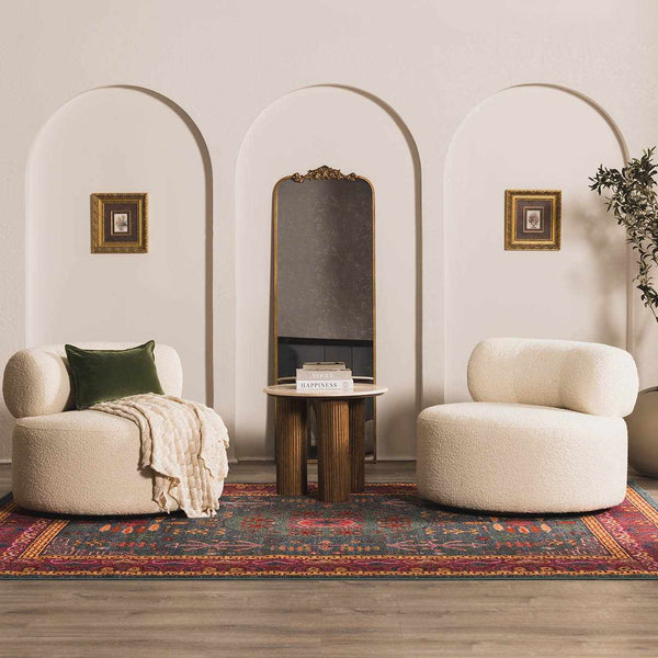 Cleveland Colorful Traditional Area Rug - Teal, Aqua, Navy