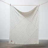 100% Cotton Knitted Throw - CloseUp in Lake and Cream