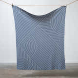 100% Cotton Knitted Throw - CloseUp in Lake and Cream