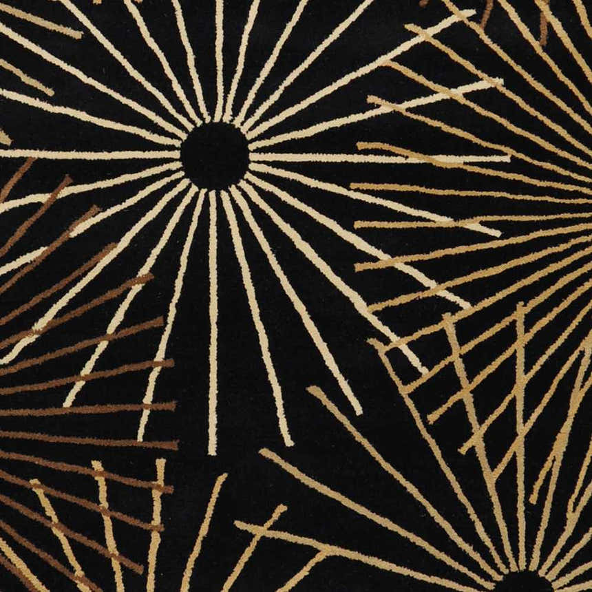 Sample Clover Black Modern Wool Rug