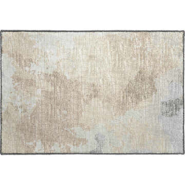 Close-up of Dalyn Camberly CM2 Stucco Area Rug. Beige, ivory, taupe and silver gray abstract pattern with a gray border.