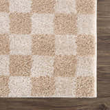 Sample Canika Checkered Cream Washable Area Rug