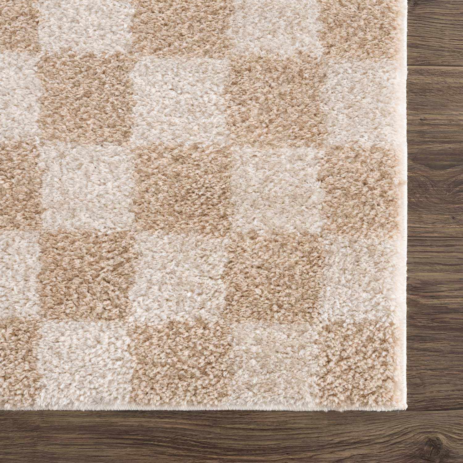Sample Canika Checkered Cream Washable Area Rug