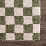 Sample Canika Green Checkered Washable Plush Rug