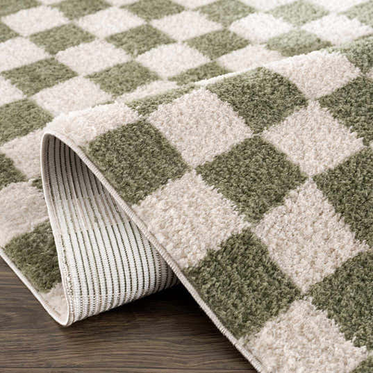 Canika Green Checkered Washable Plush Rug – Boutique Rugs