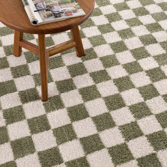 Canika Green Checkered Washable Plush Rug – Boutique Rugs