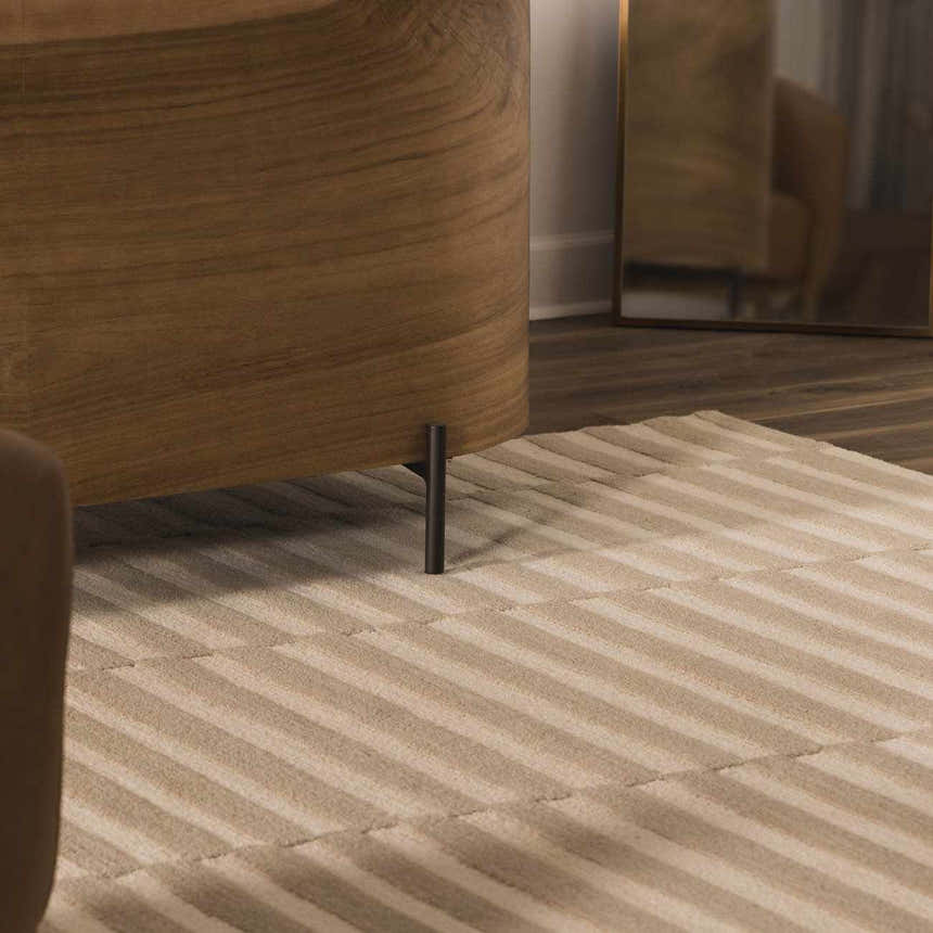 Made to Order Custom Size Idaho Broken-Striped Beige Area Rug | Our PNW Home X Livabliss