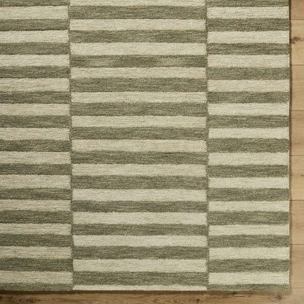 Sample Idaho Broken-Striped Green Area Rug