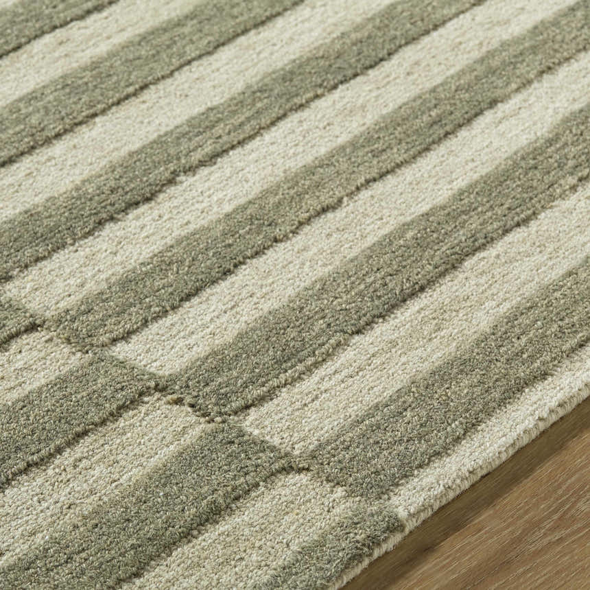 Made to Order Custom Size Idaho Broken-Striped Green Area Rug | Our PNW Home X Livabliss