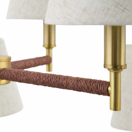 Beige Modern Chandelier with linen details for dining or living rooms