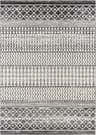 Close-up of the Constantin Area Rug. Black, gray, and white geometric, bohemian-style pattern. Design-Rectangle-71011