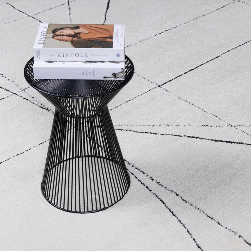 Modern Scandi High Pile Black/Ivory Architect V Area Rug