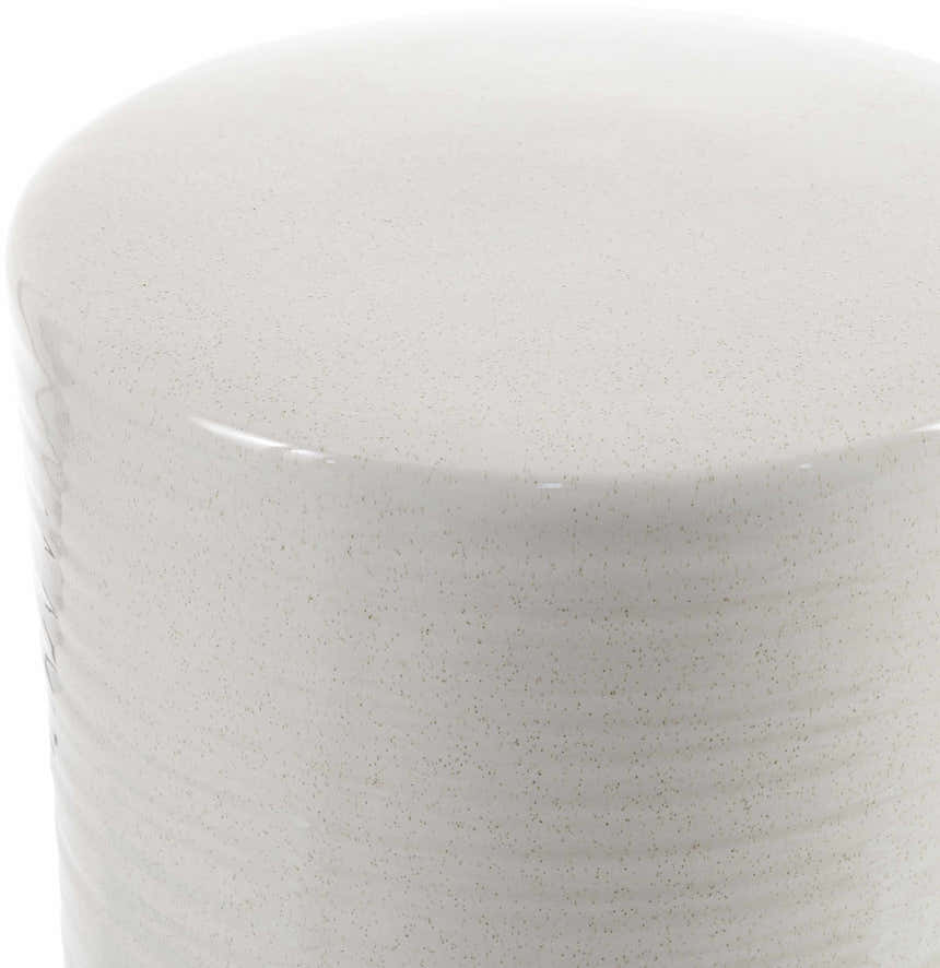 Elora Cream Minimalist Cylindrical Ceramic Outdoor Garden Stool