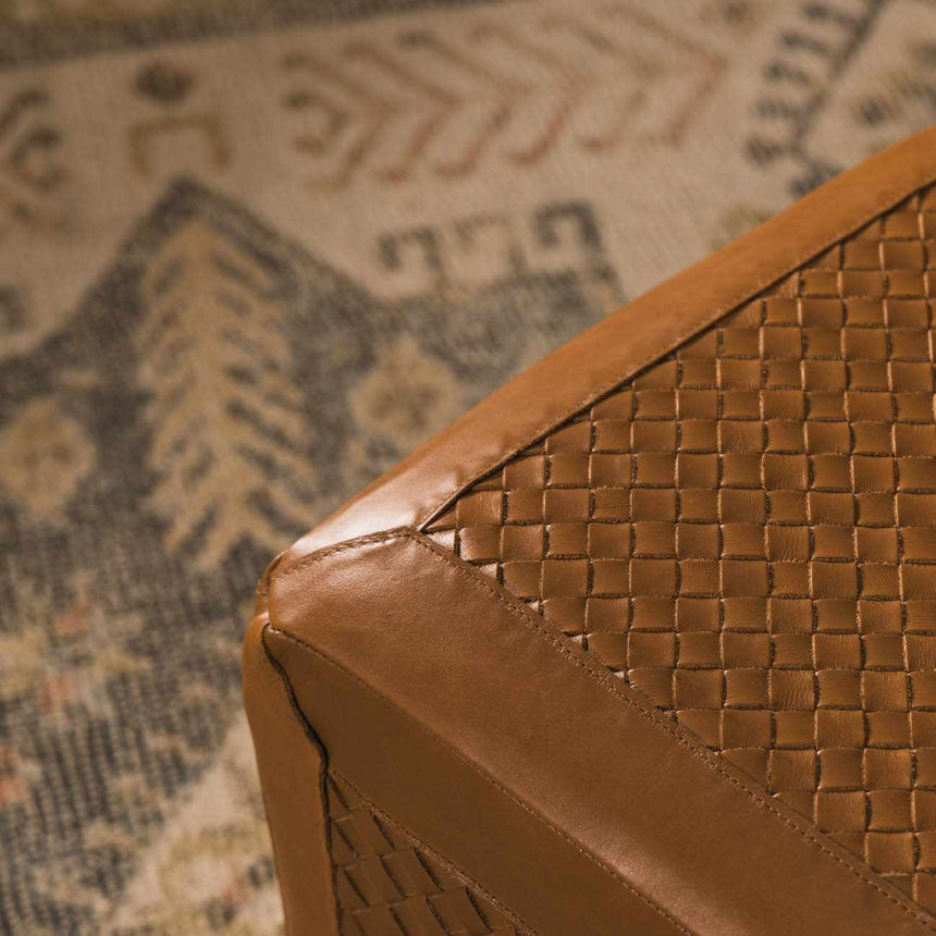 Carlyss Neutral Woven Cotton Pouf