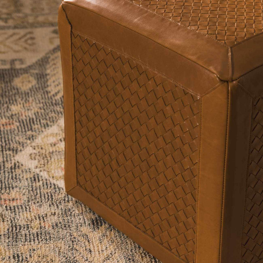 Carlyss Neutral Woven Cotton Pouf