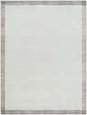 Close-up of the Olympic Border Area Rug. Beige center with a dark brown border. Farmhouse style rug. Design-Rectangle-537