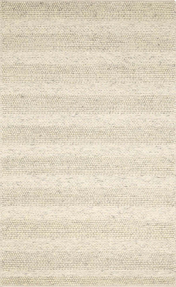 Close-up of the Clarke Textured Braided Stripe Rug in dark beige. Hand-woven wool rug with a subtle striped pattern. Design-Rectangle