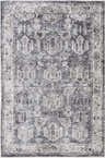 Detailed texture of the Off White Holi-4602 Washable Area Rug. Traditional vintage pattern in beige, charcoal, gray, and off white. Design-Rectangle-5373