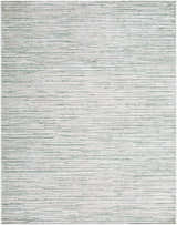 Close-up of the Corwin 3D Striped Washable Area Rug. Features cream, gray, sage, and tan horizontal stripes. Design-Rectangle-537