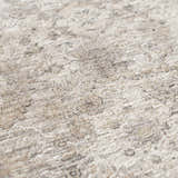 Close up of the Dalyn Cyprus CY10 Gray Area Rug showing beige, ivory, and gray traditional pattern and soft texture.