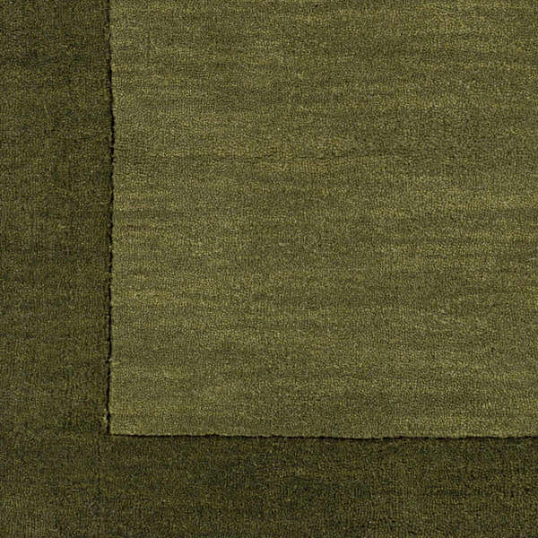 Sample Bordered Solid Olive Green Wool Rug