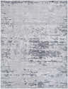 Close-up of the Candie Gray Area Rug. Contemporary design with cream, ivory, and light gray hues. Machine woven texture. Design-Rectangle-537