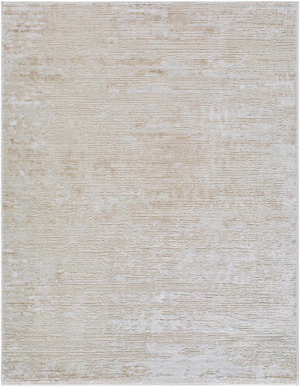 Close-up of the Candie Beige Area Rug. Contemporary style with beige, cream, mustard, and tan hues. Machine woven texture. Design-Rectangle-537