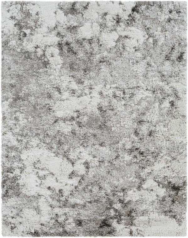 Close-up of the Livabliss Alta Shag Surya ASG-2304 area rug. Gray, light gray, and off-white shag texture. Design-Rectangle-71010