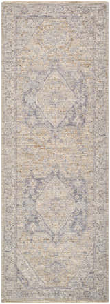 Close-up of the Deena Thick Luxe Area Rug, a farmhouse style rug in brown, charcoal, and dusty sage tones. Design-Runner-273
