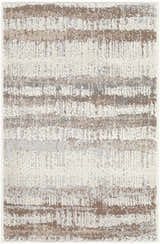 Close-up of the Asmara Brown Area Rug, featuring a contemporary striped pattern in ash, pearl, and brown hues. Design-Rectangle-23