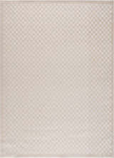 Close-up of Gaiwan Cream Washable Area Rug with a subtle checkerboard pattern in cream and off-white tones. Design-Rectangle