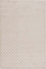 Close-up of the Gaiwan Cream Washable Area Rug, featuring a subtle checkerboard pattern in cream and off-white tones. Design-Rectangle