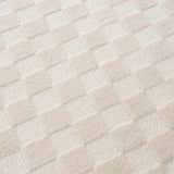 Close-up of the Gaiwan Cream Washable Area Rug featuring a subtle checkerboard pattern with cream and off-white tones. Texture