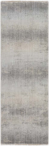 Close-up of the Uzima Gray Area Rug showing its light slate, medium gray colors and contemporary design. Design-Runner-2673