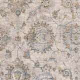 Close-up of the Morinville Teal Floral Rug, showcasing its brown, teal, and tan floral pattern and soft texture. Swatch
