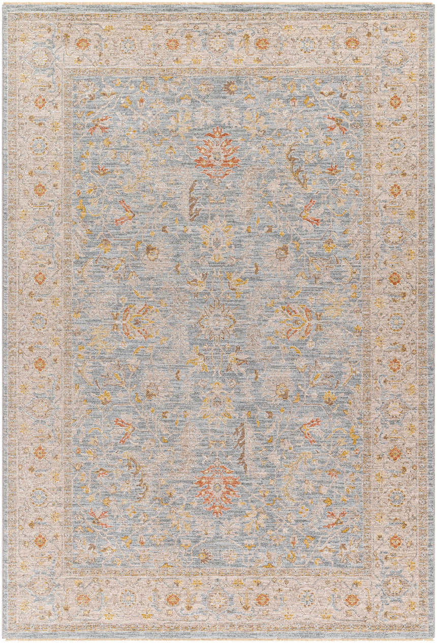 Detailed texture of Livabliss Avant Garde AVT-2371 rug. Features traditional floral pattern in dark brown, gray, mustard, and taupe. Design-Rectangle-575