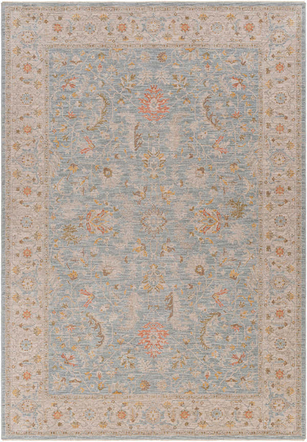 Detailed view of Livabliss Avant Garde AVT-2371 area rug. Traditional floral pattern in dark brown, gray, mustard, and taupe hues. Design-Rectangle-6796