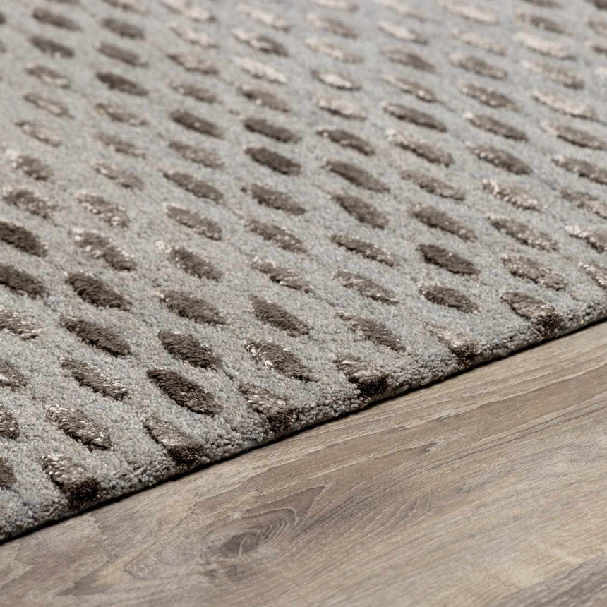 Eldersville Embossed Taupe Premium Viscose&Wool Area Rug