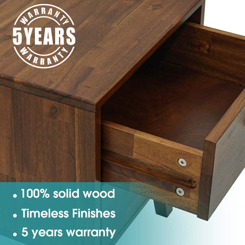 Acacia Silvia 2-Drawer Solid Wood Nightstand