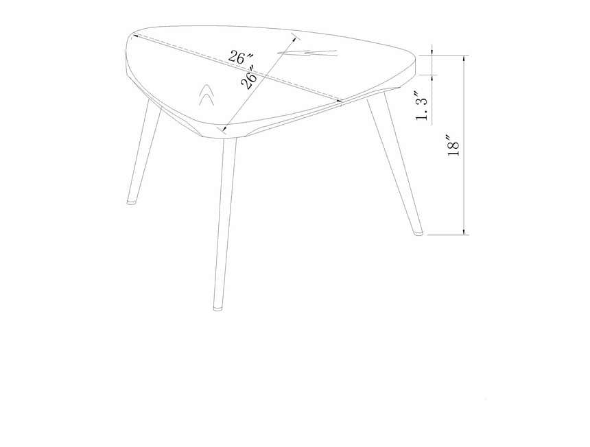 Frankleben Triangular Steel Base Wooden End Table