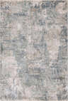 Close-up of the Fallin Gray Thick Luxe Abstract Striped Rug featuring shades of gray, sage, taupe, and pale blue. Design-Rectangle-58