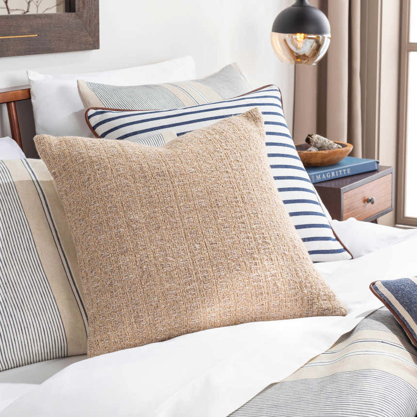 Freeman Tan Square Throw Pillow